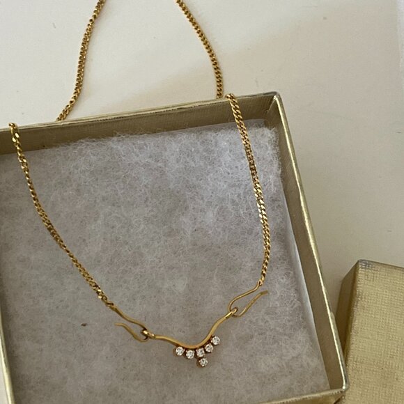 SOLID 18K GOLD NECKLACE WITH NATURAL DIAMONDS - Picture 2 of 7